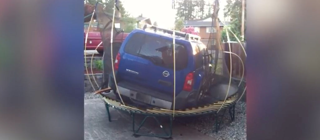 Car Caught on Springfree Trampoline and Saves a Home