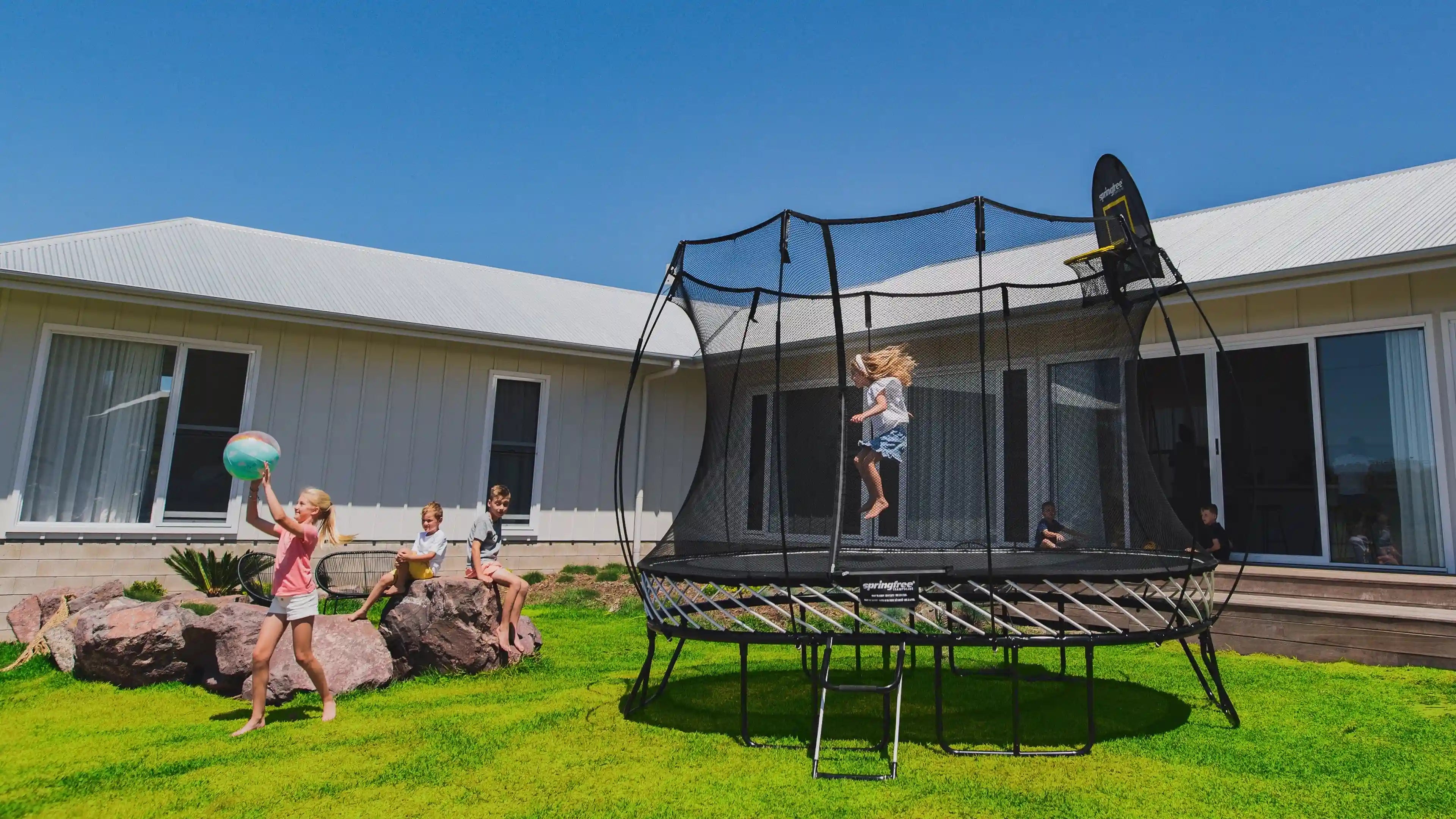 girl jumping on a trampoline