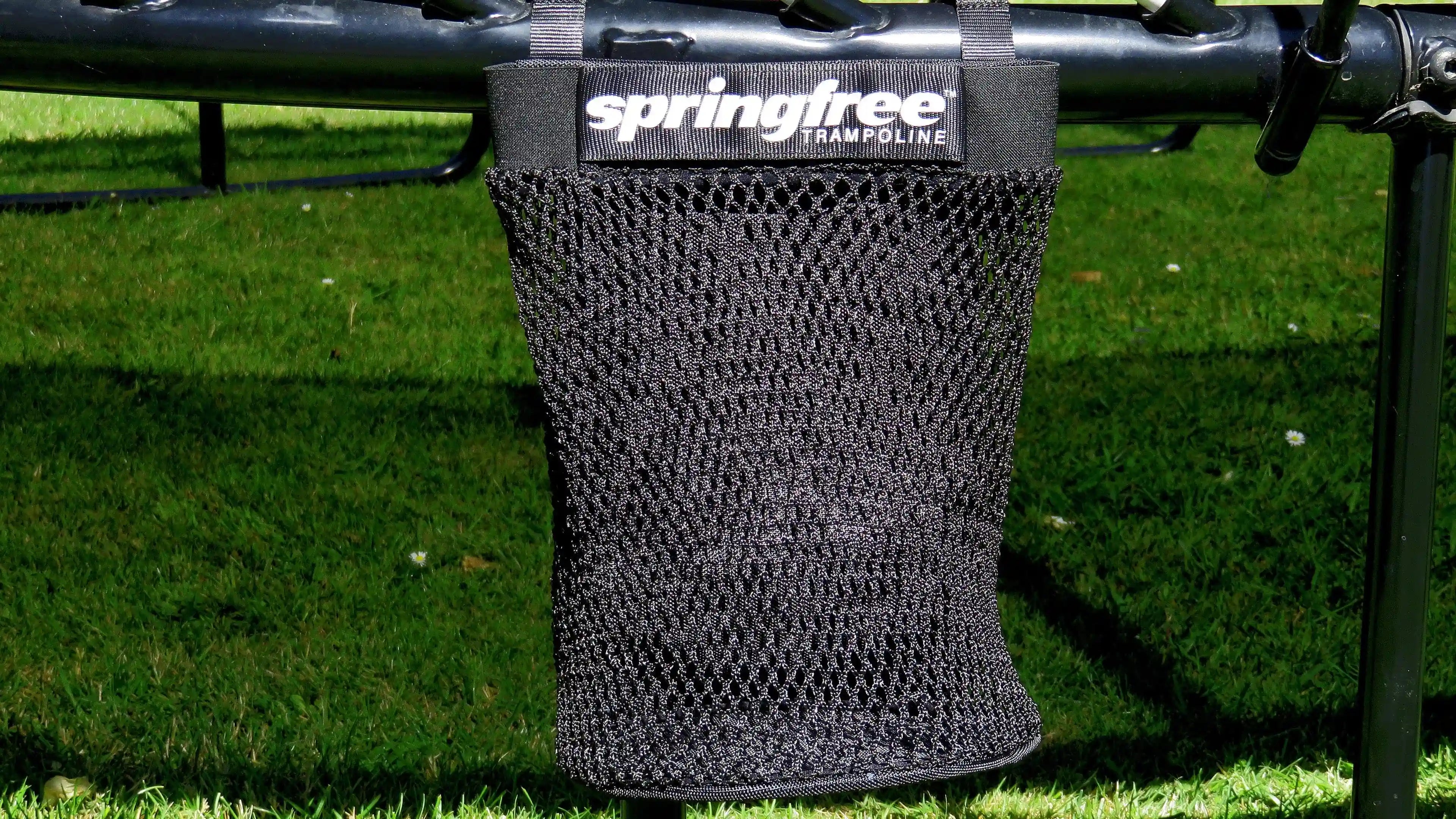 storage bag attached to a trampoline